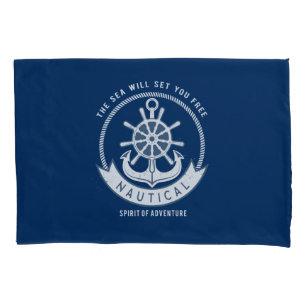 Nautical Spirit Anchor, Wiel, Navy Blue Kussensloop