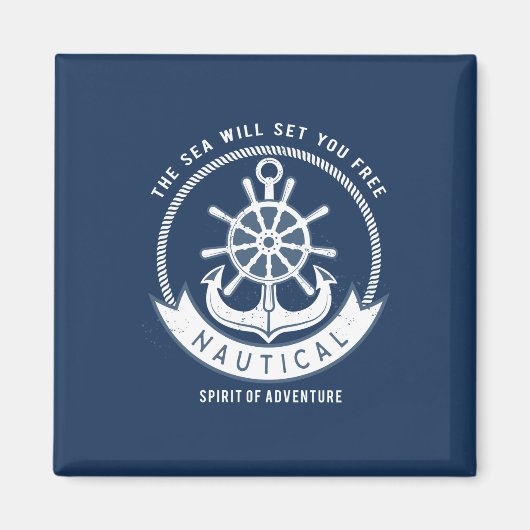 Nautical Spirit Anchor, Wiel, Navy Blue Magneet (Voorkant)