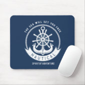 Nautical Spirit Anchor, Wiel, Navy Blue Muismat (Met muis)