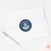 Nautical Spirit Anchor, Wiel, Navy Blue Ronde Sticker (Envelop)