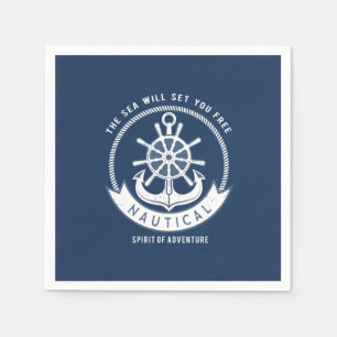 Nautical Spirit Anchor, Wiel, Navy Blue Servet