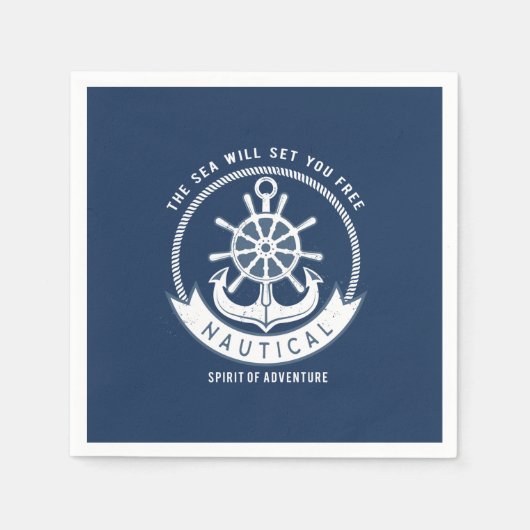 Nautical Spirit Anchor, Wiel, Navy Blue Servet (Voorkant)