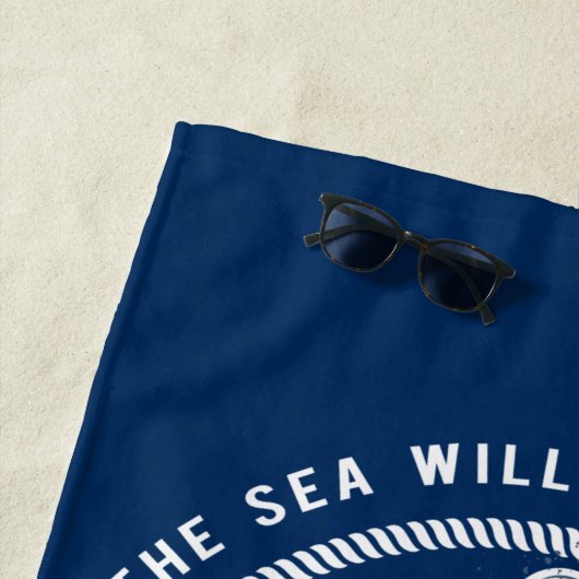 Nautical Spirit Anchor, Wiel, Navy Blue, Stripes Strandlaken (In situ)