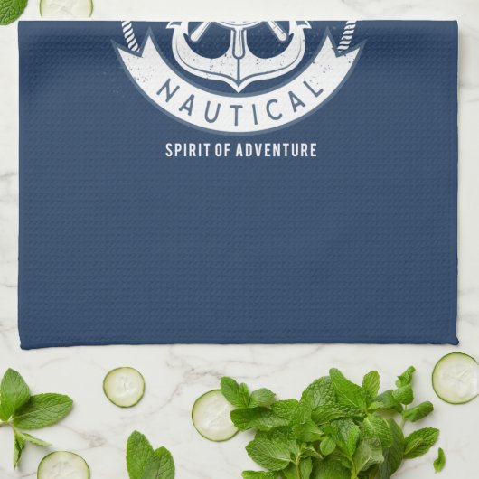 Nautical Spirit Anchor, Wiel, Navy Blue Theedoek (Gevouwen)