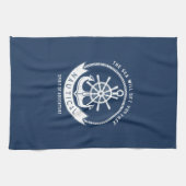 Nautical Spirit Anchor, Wiel, Navy Blue Theedoek (Horizontaal)