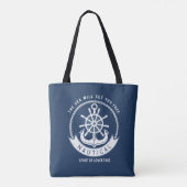 Nautical Spirit Anchor, Wiel, Navy Blue Tote Bag (Achterkant)