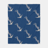 Nautical Spirit Anchors Dolphin Navy Blue Fleece Deken (Voorkant)