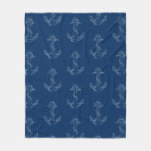 Nautical Spirit Anchors, Navy Blue Fleece Deken (Voorkant)