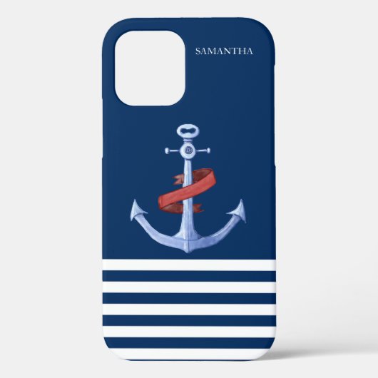 Nautical Spirit Anker, Marineblauw Case-Mate iPhone Case (Achterkant)