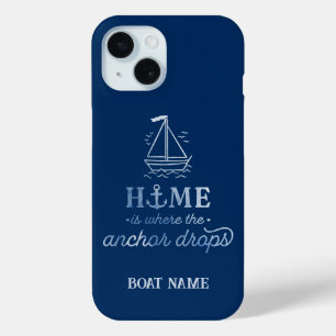 Nautical Spirit Boat Navy Blue iPhone 15 Case