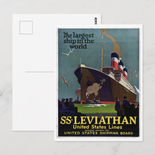  Nautical SS Leviathan Cruise Briefkaart (Voorkant / Achterkant)