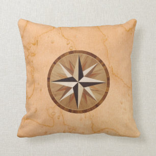 Nautical Star Light Wood Marquetry look Kussen