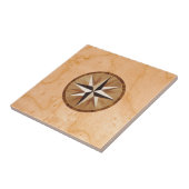 Nautical Star Light Wood Marquetry look Tegeltje (Zijkant)