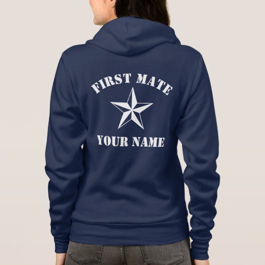 Nautical star navy blue and white hoodie voor vrou (Achterkant)