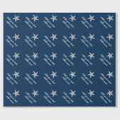 Nautical star navy blue en white personalized cadeaupapier (Vlak)