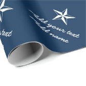 Nautical star navy blue en white personalized cadeaupapier (Rol Hoek)