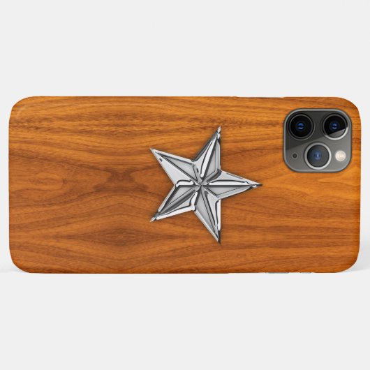 Nautical Star on Teak Veneer Style Case-Mate iPhone Case (Achterkant (horizontaal))