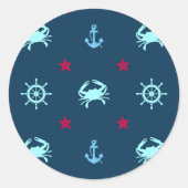 Nautical Star Pattern Ronde Sticker (Voorkant)
