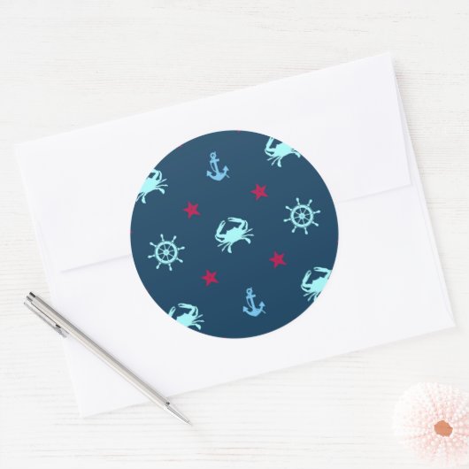 Nautical Star Pattern Ronde Sticker (Envelop)