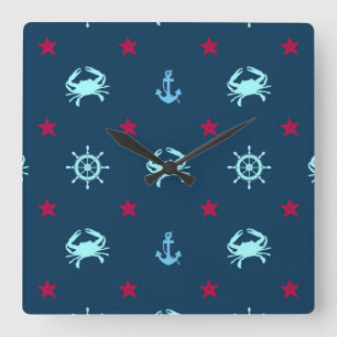 Nautical Star Pattern Vierkante Klok