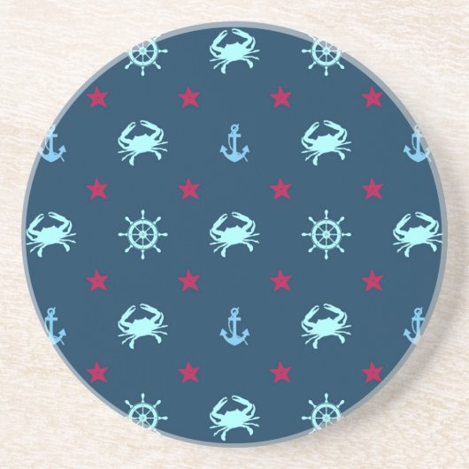 Nautical Star Pattern Zandsteen Onderzetter (Voorkant)