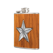 Nautical Star van Chrome op Teak Print Heupfles (Links)