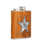 Nautical Star van Chrome op Teak Print Heupfles (Rechts)