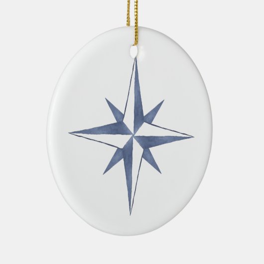 Nautical Star Waterverf Blue-kerstversiering Keramisch Ornament (Rechts)