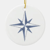 Nautical Star Waterverf Blue-kerstversiering Keramisch Ornament (Voorkant)