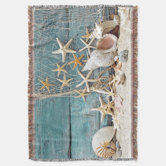Nautical Starfish and Fisherman Net Deken (Voorkant Verticaal)
