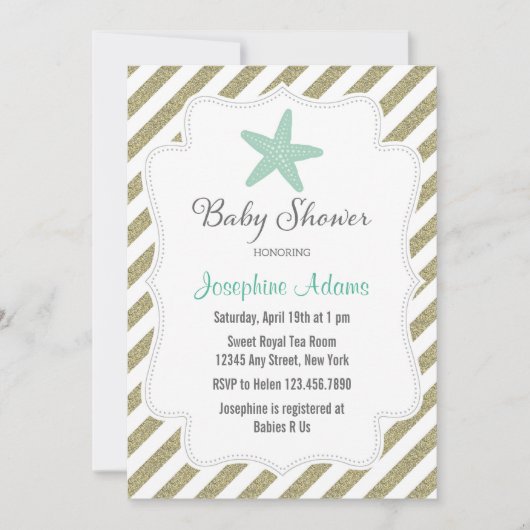 Nautical Starfish Baby shower Invitation Kaart (Voorkant)