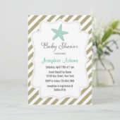 Nautical Starfish Baby shower Invitation Kaart (Staand voorkant)