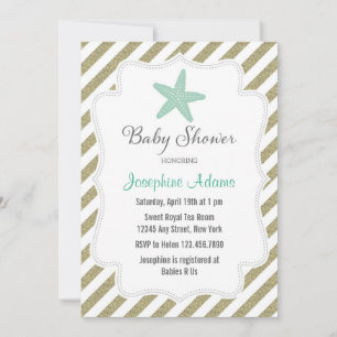 Nautical Starfish Baby shower Invitation Kaart