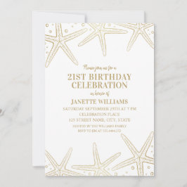 Nautical Starfish Beach Adult 21st Birthday Party Kaart