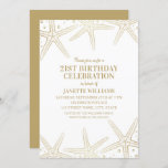 Nautical Starfish Beach Adult 21st Birthday Party Kaart<br><div class="desc">Nautical Starfish Beach Adult 21st Birthday Party Invitations. Een leuk ontwerp voor gouden zeepbellen en zeepbellen,  een geweldige typografie op witte achtergrond. U kunt alle teksttitels en informatie in reeks veranderen uw viering. U kunt de kleuren van de tekst en de achtergrond ook veranderen. Ontworpen door superdazzle.com</div>