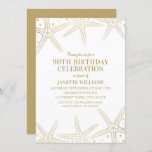 Nautical Starfish Beach Adult 90th Birthday Party Kaart<br><div class="desc">Nautical Starfish Beach Adult 90th Birthday Party Invitations. Een leuk ontwerp voor gouden zeepbellen en zeepbellen,  een geweldige typografie op witte achtergrond. U kunt alle teksttitels en informatie in reeks veranderen uw viering. U kunt de kleuren van de tekst en de achtergrond ook veranderen. Ontworpen door superdazzle.com</div>