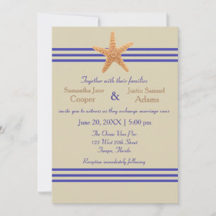 Nautical Starfish Beige - Trouwuitnodiging Kaart