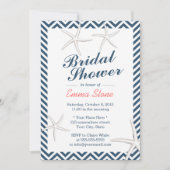 Nautical Starfish Chevron Stripes Vrijgezellenfees Kaart (Voorkant)