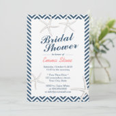 Nautical Starfish Chevron Stripes Vrijgezellenfees Kaart (Staand voorkant)