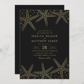 Nautical Starfish Destination Beach Thormding Wedd Kaart (Voorkant / Achterkant)