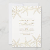 Nautical Starfish Elegant Fun Beach Thégold Weddin Kaart (Voorkant)