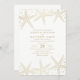 Nautical Starfish Elegant Fun Beach Thégold Weddin Kaart