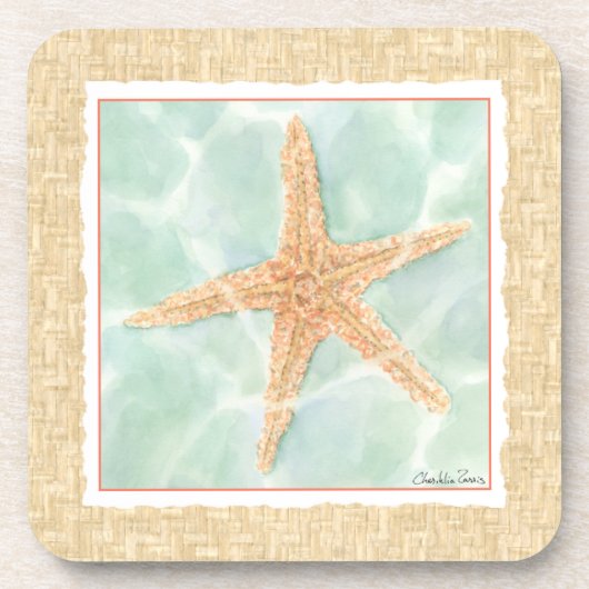 Nautical Starfish in Water Bier Onderzetter (Voorkant)