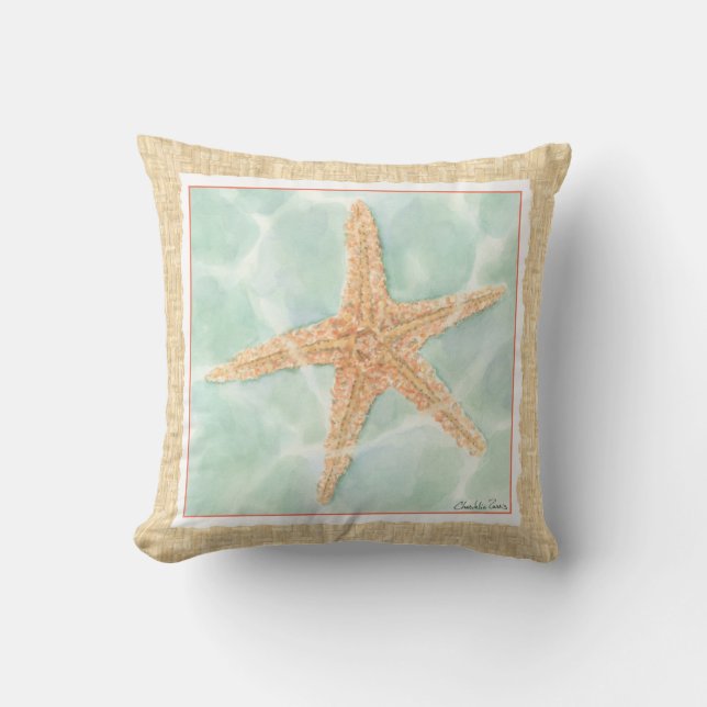 Nautical Starfish in Water Kussen (Voorkant)
