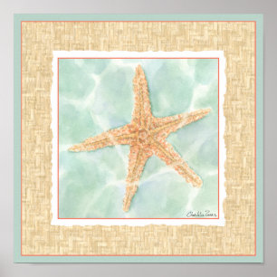 Nautical Starfish in Water Poster