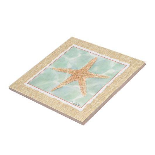 Nautical Starfish in Water Tegeltje (Zijkant)