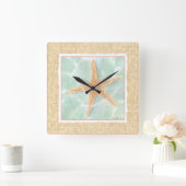Nautical Starfish in Water Vierkante Klok (Huis)