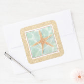 Nautical Starfish in Water Vierkante Sticker (Envelop)