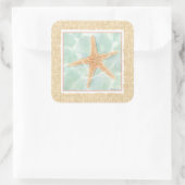 Nautical Starfish in Water Vierkante Sticker (Tas)