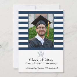 Nautical Starfish Modern Navy White stripe Aankondiging